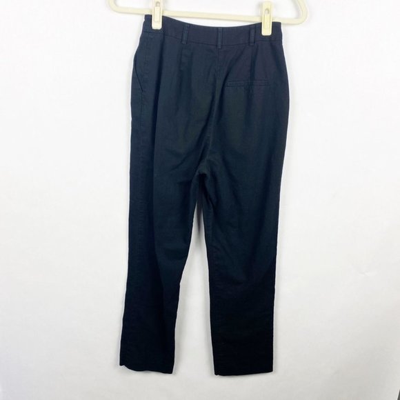 Asos Design Womens Linen Blend Straight Leg Pants Size 4 Black Pockets - Picture 3 of 6